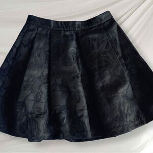 Banana Republic Black Floral Skater Skirt